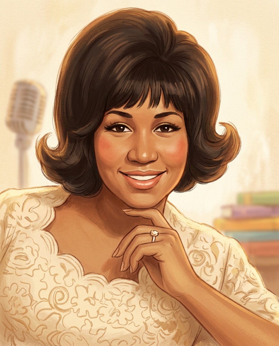 Storybook portrait of Aretha Franklin