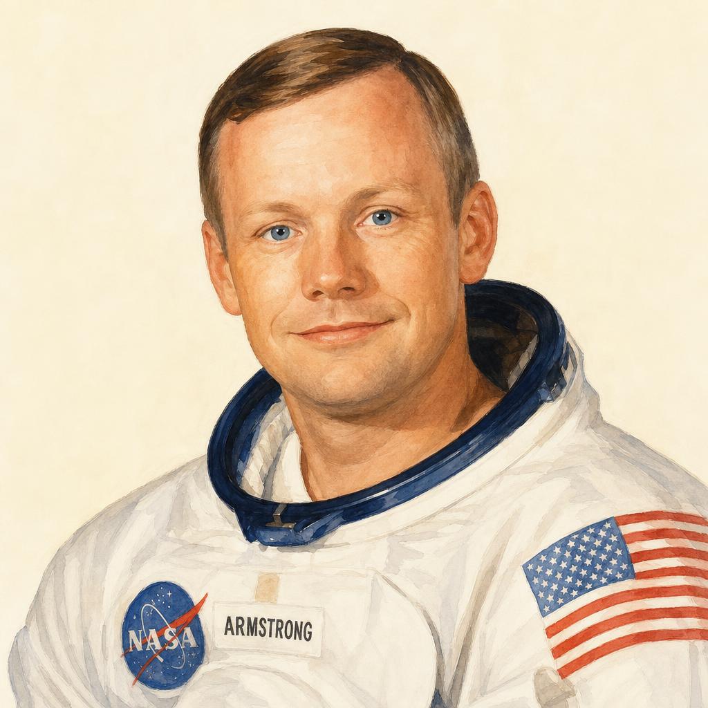 Storybook portrait of Neil Armstrong
