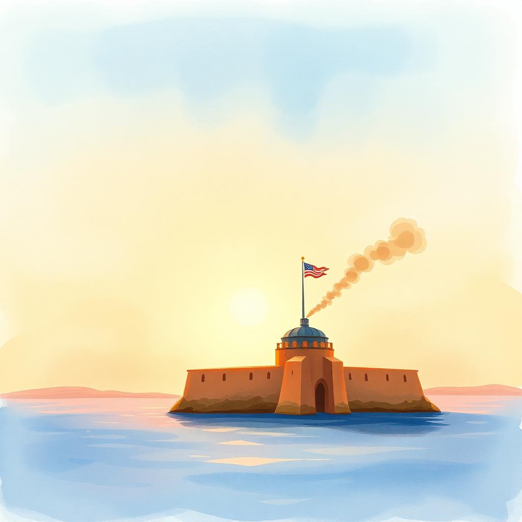 Storybook illustration of The Civil War Begins