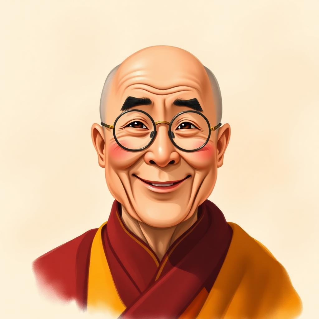 Storybook portrait of The Dalai Lama