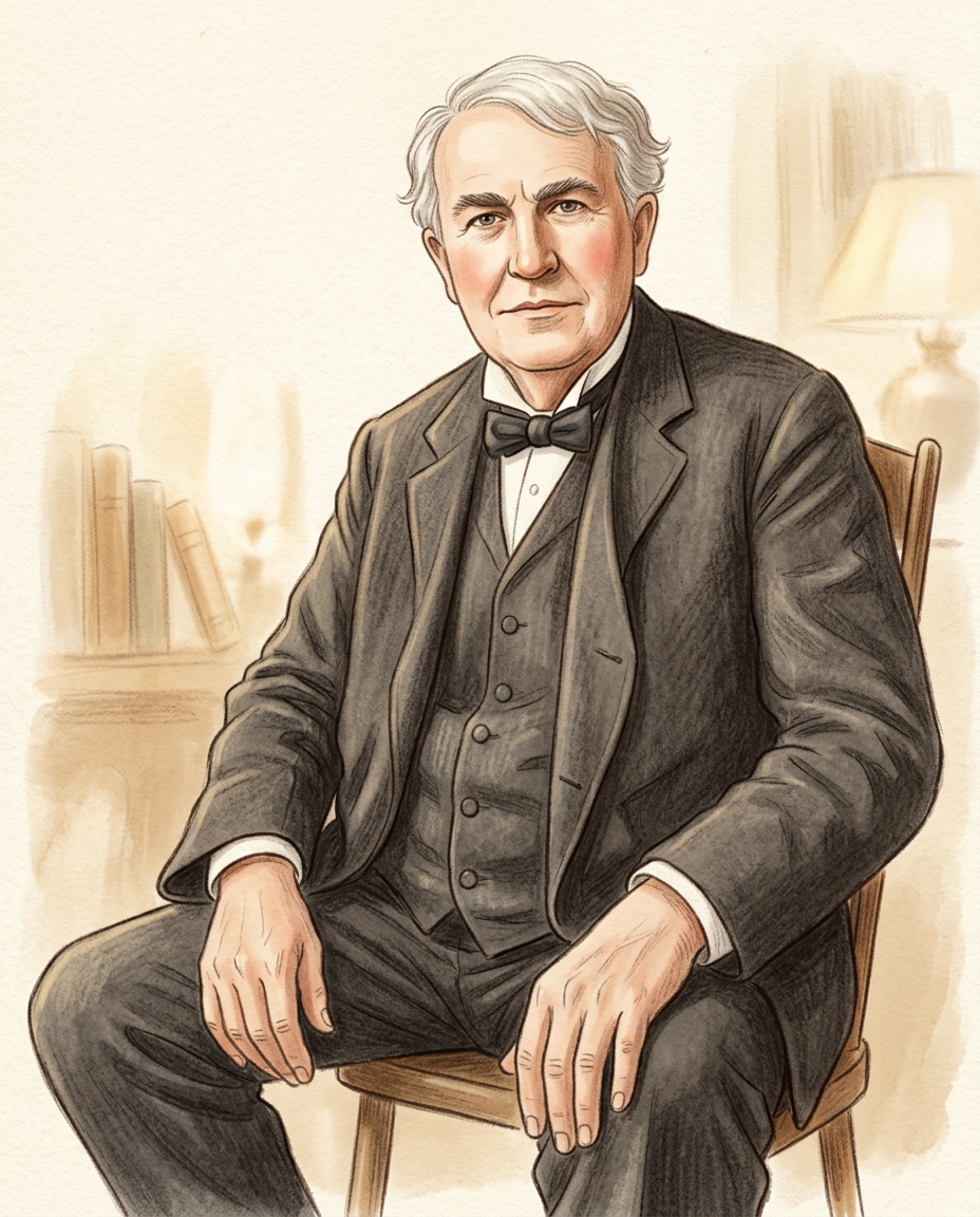 Storybook portrait of Thomas Edison