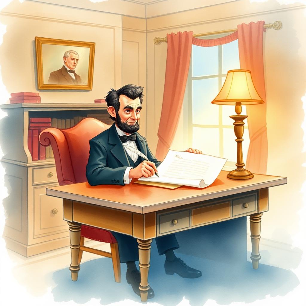Storybook illustration of The Emancipation Proclamation