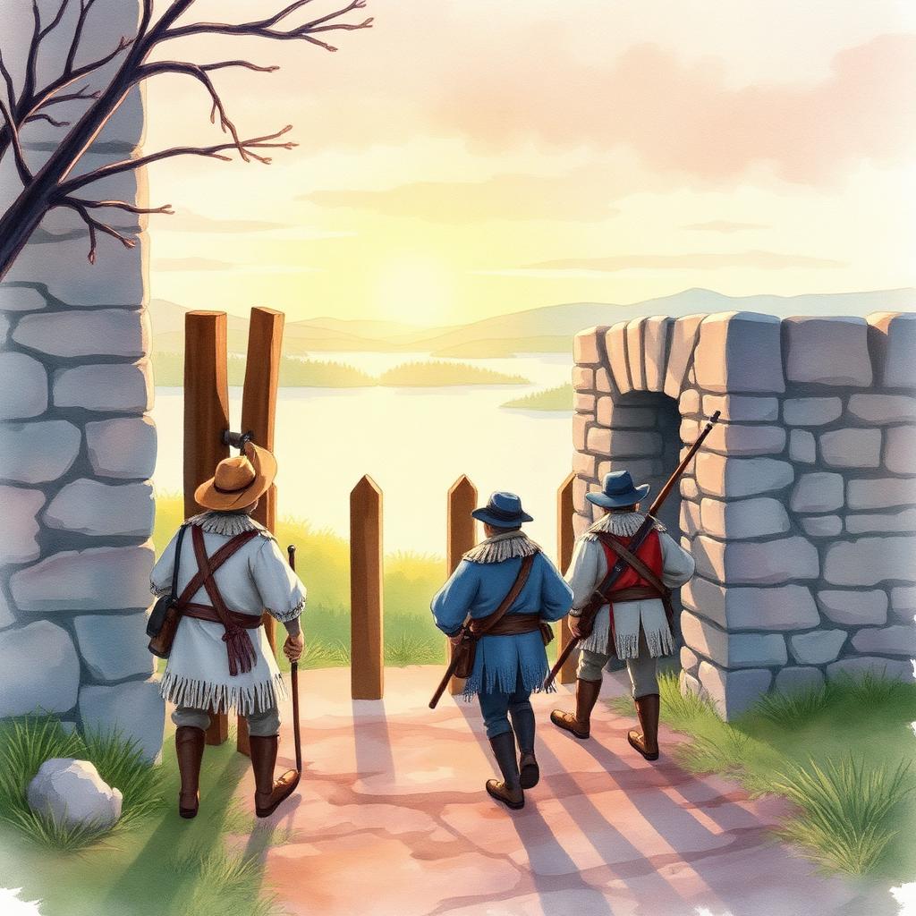 Storybook illustration of The Dawn at Fort Ticonderoga