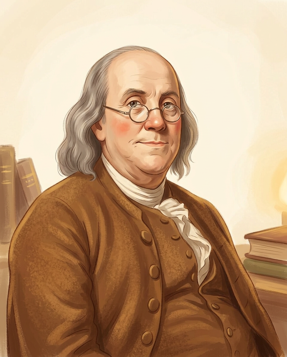 Storybook portrait of Benjamin Franklin