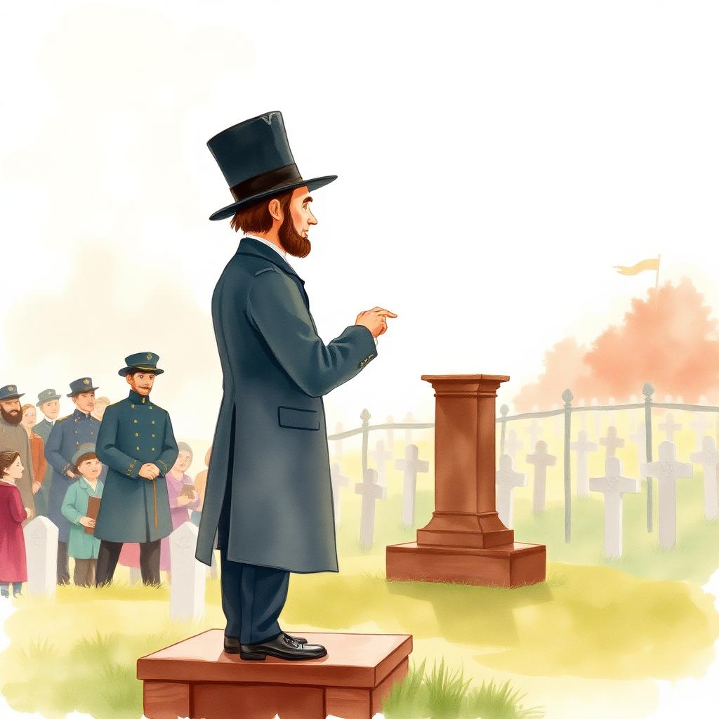 Storybook illustration of The Gettysburg Address
