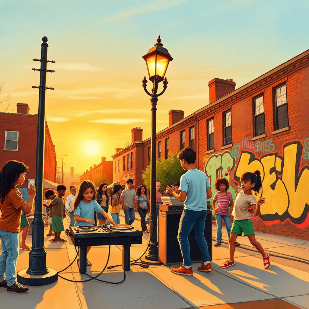 Storybook illustration of Hip-Hop Is Born in the Bronx