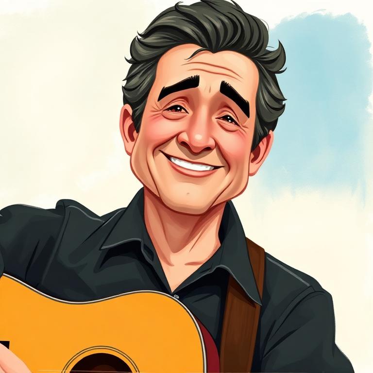 Storybook portrait of Johnny Cash