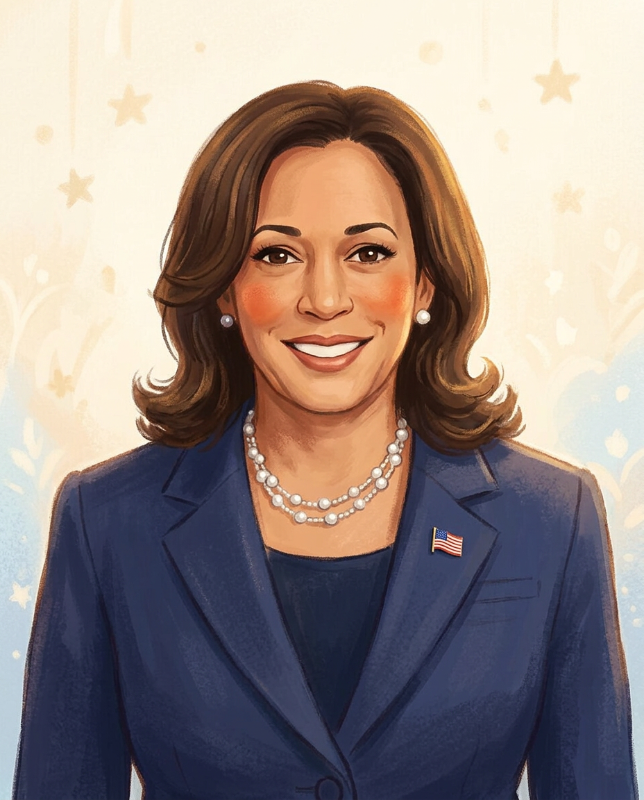 Storybook portrait of Kamala Harris