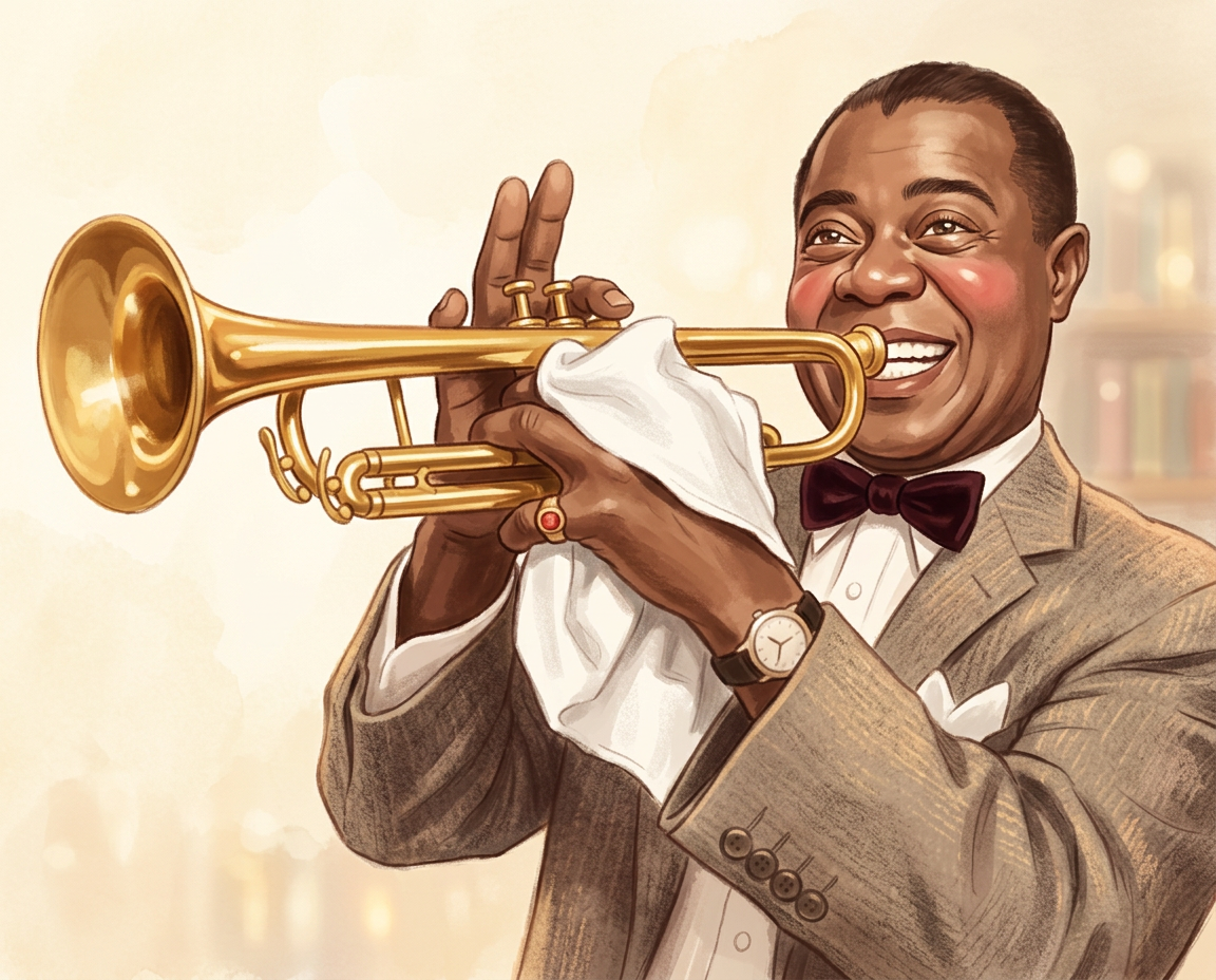 Storybook portrait of Louis Armstrong