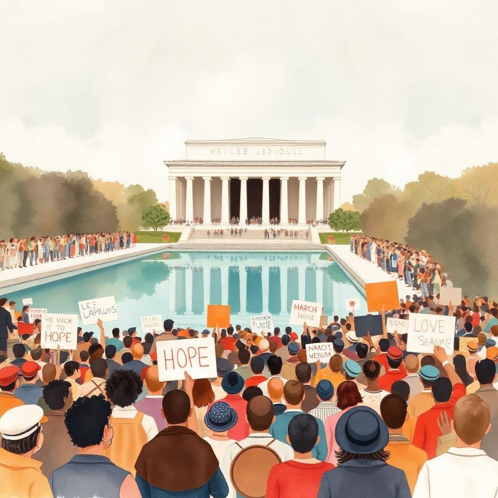 Storybook illustration of The March on Washington