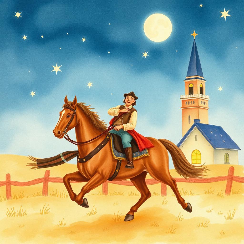 Storybook illustration of The Midnight Ride