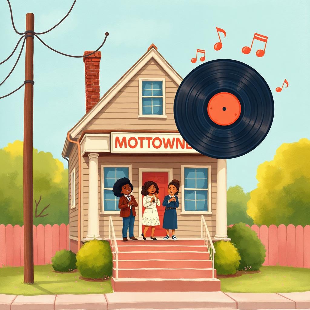 Storybook illustration of Motown Records Opens