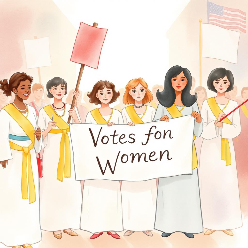 Storybook illustration of Votes for Women