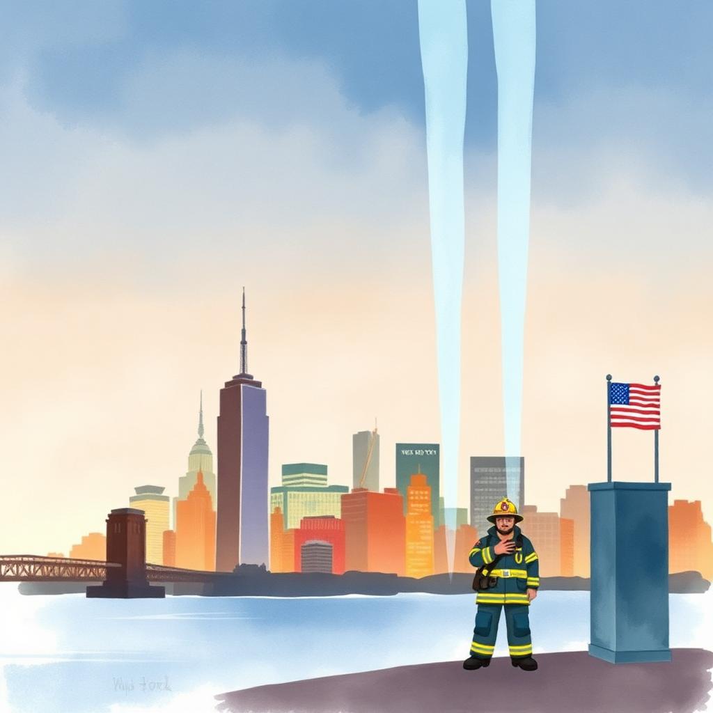 Storybook illustration of September 11