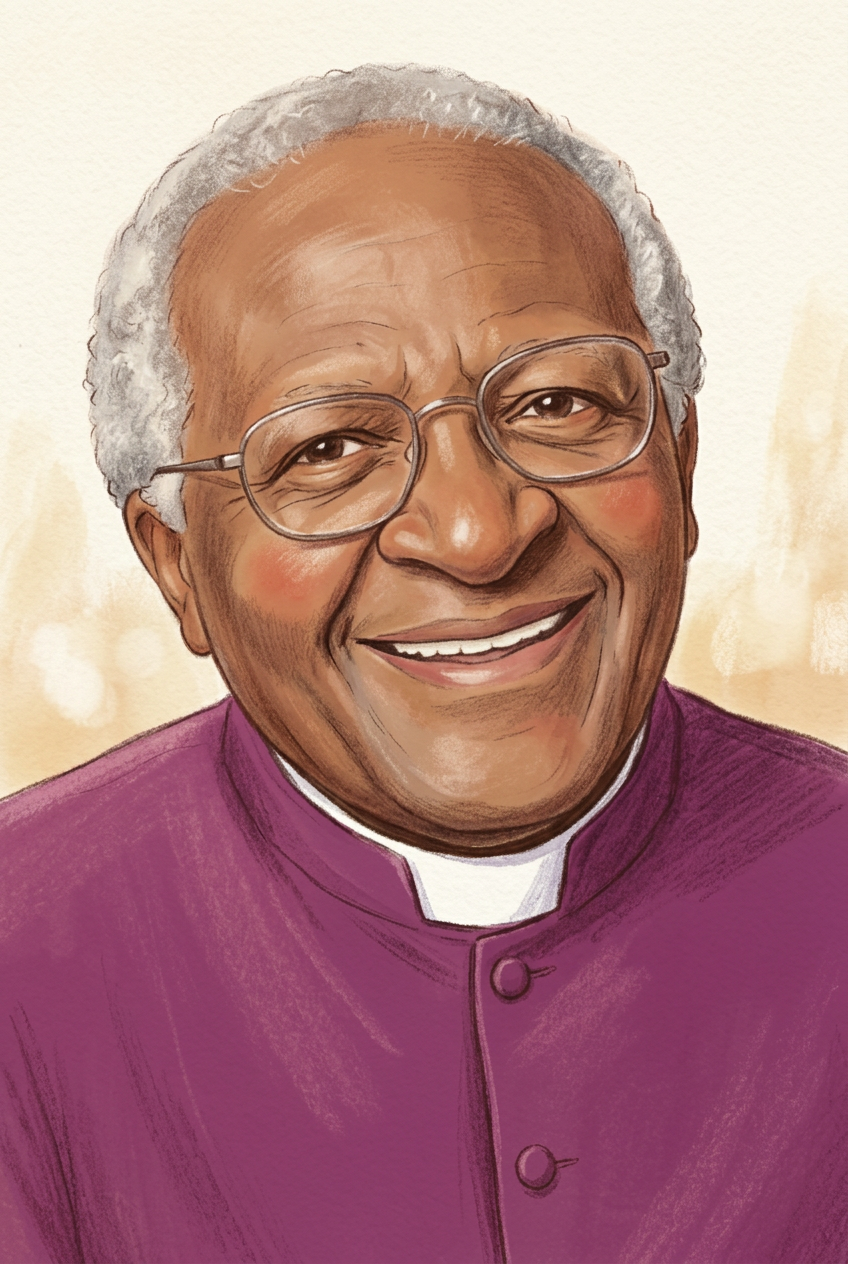 Storybook portrait of Desmond Tutu