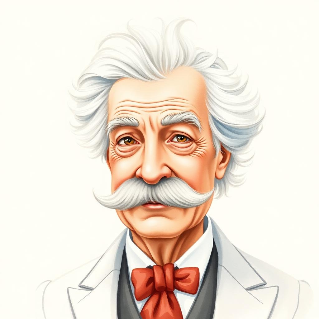 Storybook portrait of Mark Twain