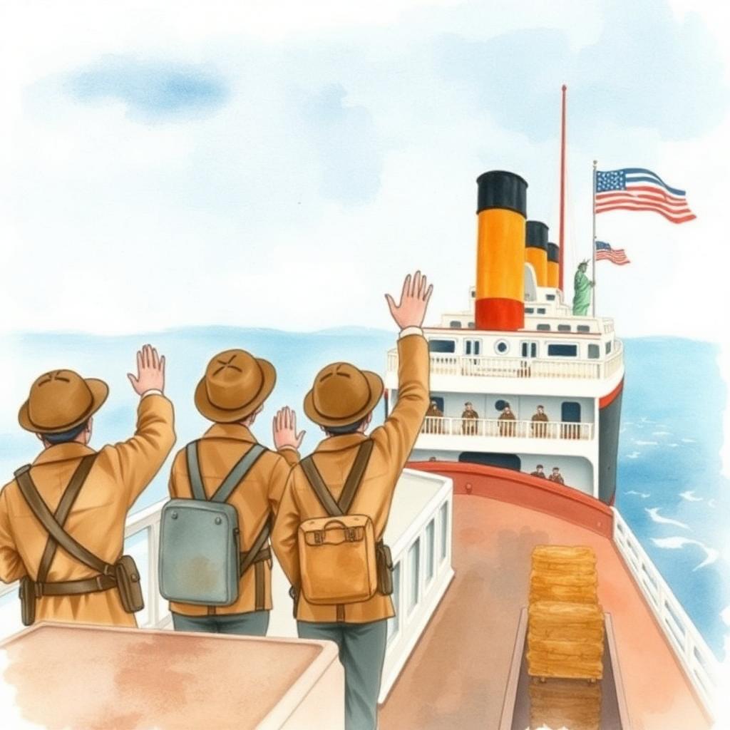 Storybook illustration of America Joins World War I