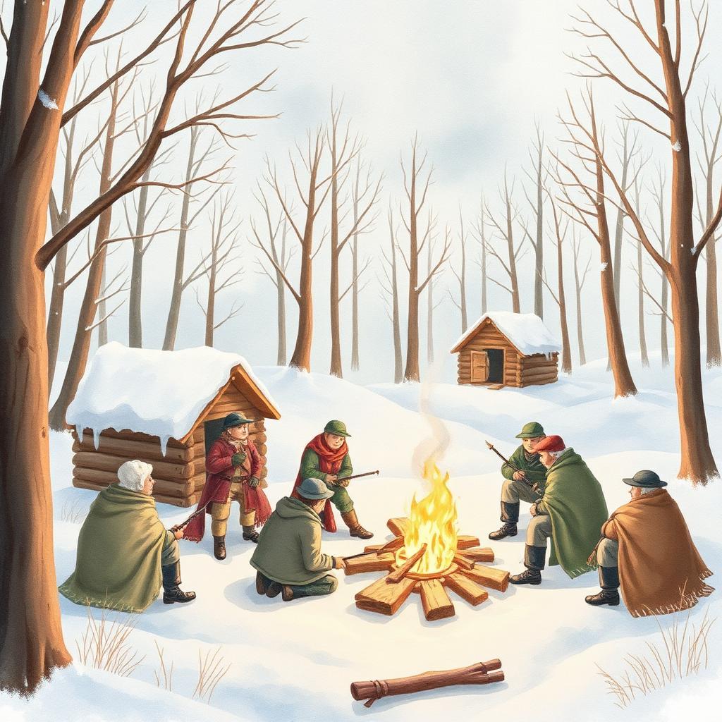 Storybook illustration of The Winter at Valley Forge