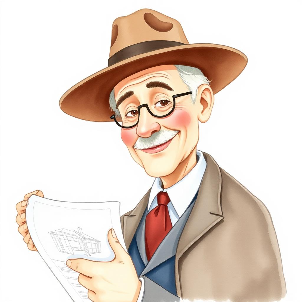 Storybook portrait of Frank Lloyd Wright