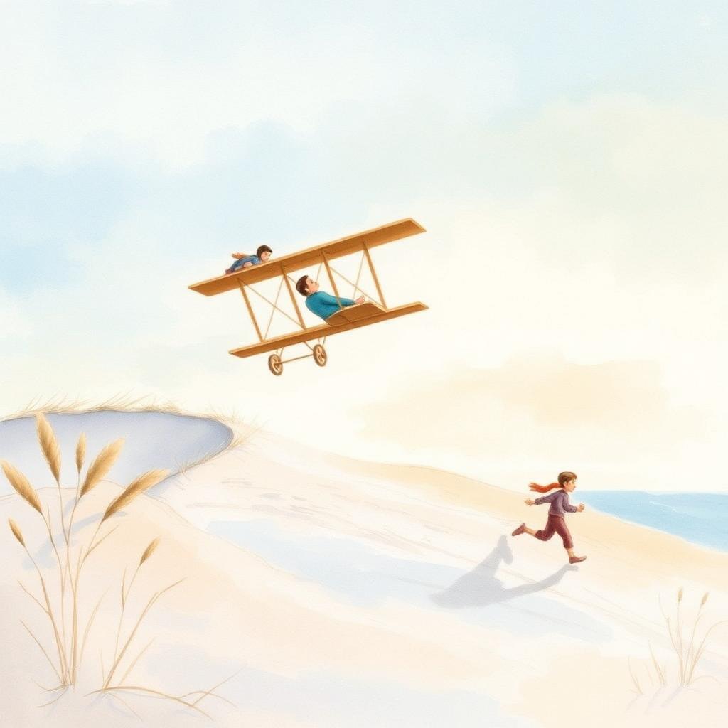 Storybook illustration of Twelve Seconds in the Air